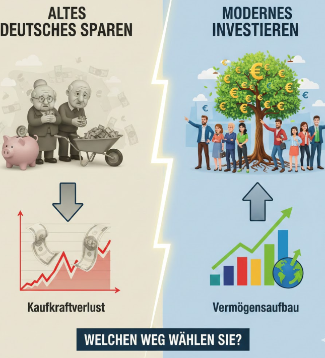 Während Ihr Erspartes auf dem Konto durch die Inflation unsichtbar wegschmilzt, lässt kluges Investieren Ihr Vermögen für sich arbeiten – die Entscheidung von heute bestimmt Ihre Freiheit von morgen.