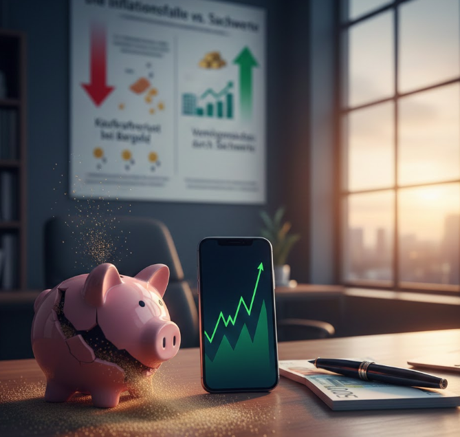 Die Inflation zersetzt klassische Ersparnisse: Während das Sparbuch an Wert verliert, bieten Sachwerte wie Aktien und ETFs den notwendigen Schutz für Ihr Vermögen.